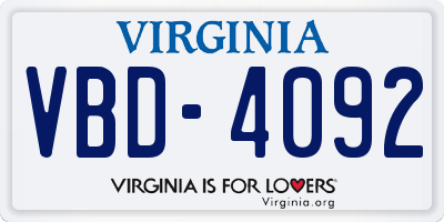 VA license plate VBD4092