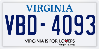 VA license plate VBD4093