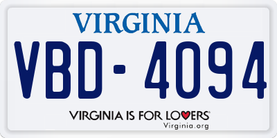 VA license plate VBD4094