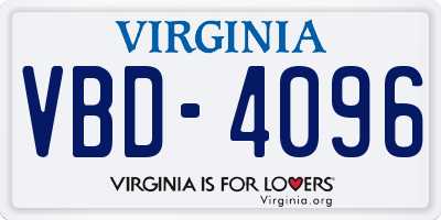 VA license plate VBD4096