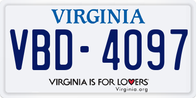 VA license plate VBD4097