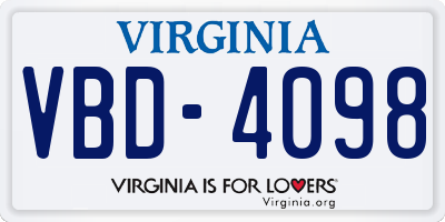 VA license plate VBD4098