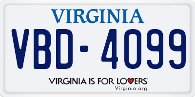 VA license plate VBD4099
