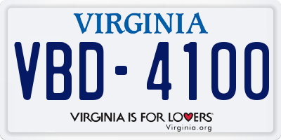 VA license plate VBD4100