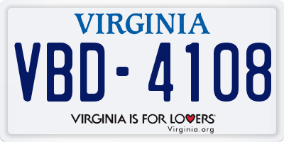 VA license plate VBD4108