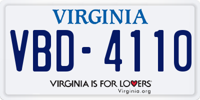 VA license plate VBD4110