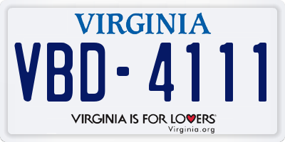 VA license plate VBD4111