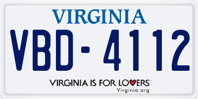 VA license plate VBD4112