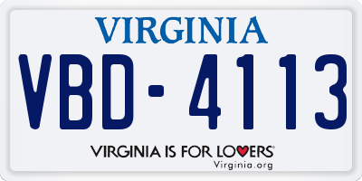 VA license plate VBD4113