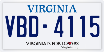 VA license plate VBD4115