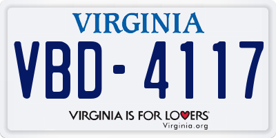 VA license plate VBD4117