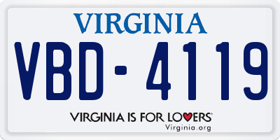 VA license plate VBD4119
