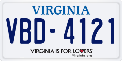 VA license plate VBD4121