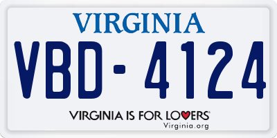 VA license plate VBD4124