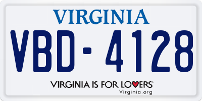 VA license plate VBD4128