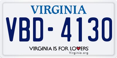 VA license plate VBD4130