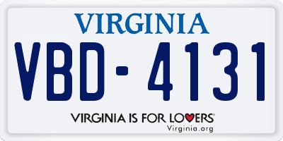 VA license plate VBD4131