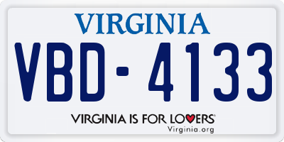 VA license plate VBD4133