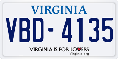 VA license plate VBD4135