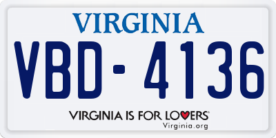 VA license plate VBD4136
