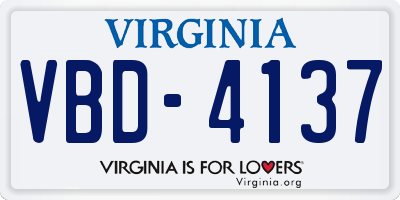 VA license plate VBD4137