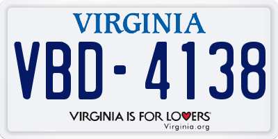 VA license plate VBD4138