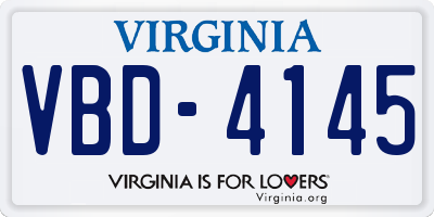 VA license plate VBD4145