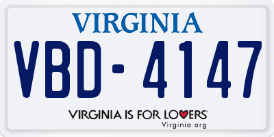 VA license plate VBD4147