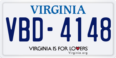VA license plate VBD4148