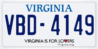 VA license plate VBD4149