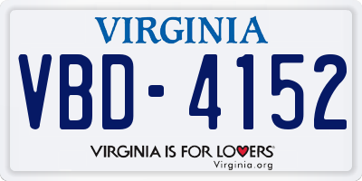 VA license plate VBD4152