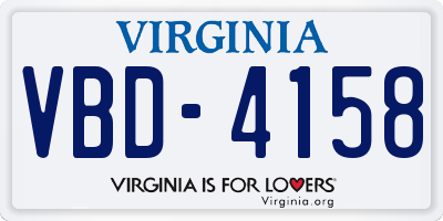 VA license plate VBD4158