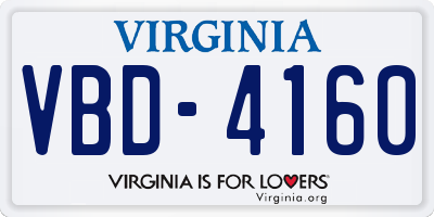 VA license plate VBD4160