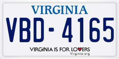 VA license plate VBD4165