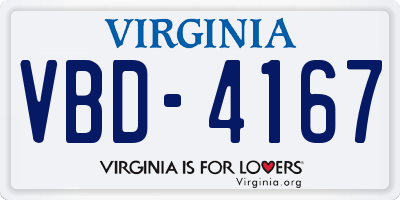 VA license plate VBD4167