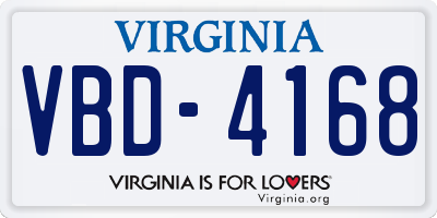 VA license plate VBD4168