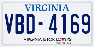 VA license plate VBD4169