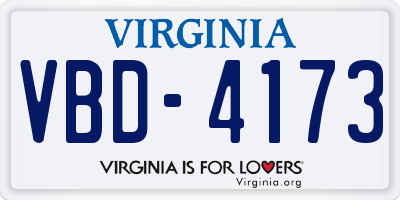 VA license plate VBD4173