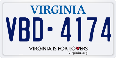 VA license plate VBD4174