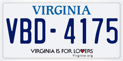 VA license plate VBD4175