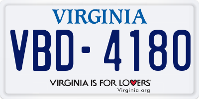 VA license plate VBD4180