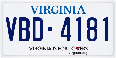 VA license plate VBD4181