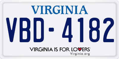 VA license plate VBD4182