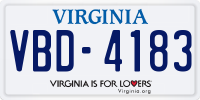 VA license plate VBD4183