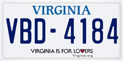 VA license plate VBD4184