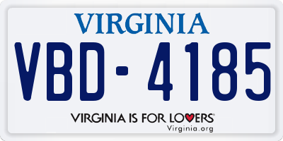 VA license plate VBD4185