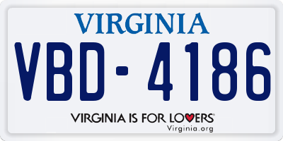 VA license plate VBD4186