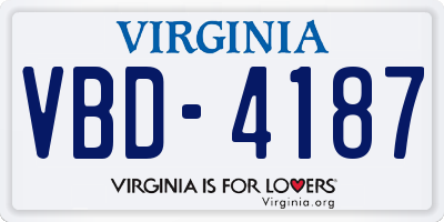 VA license plate VBD4187