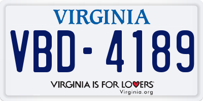 VA license plate VBD4189