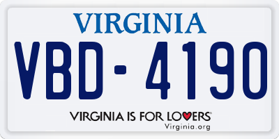 VA license plate VBD4190